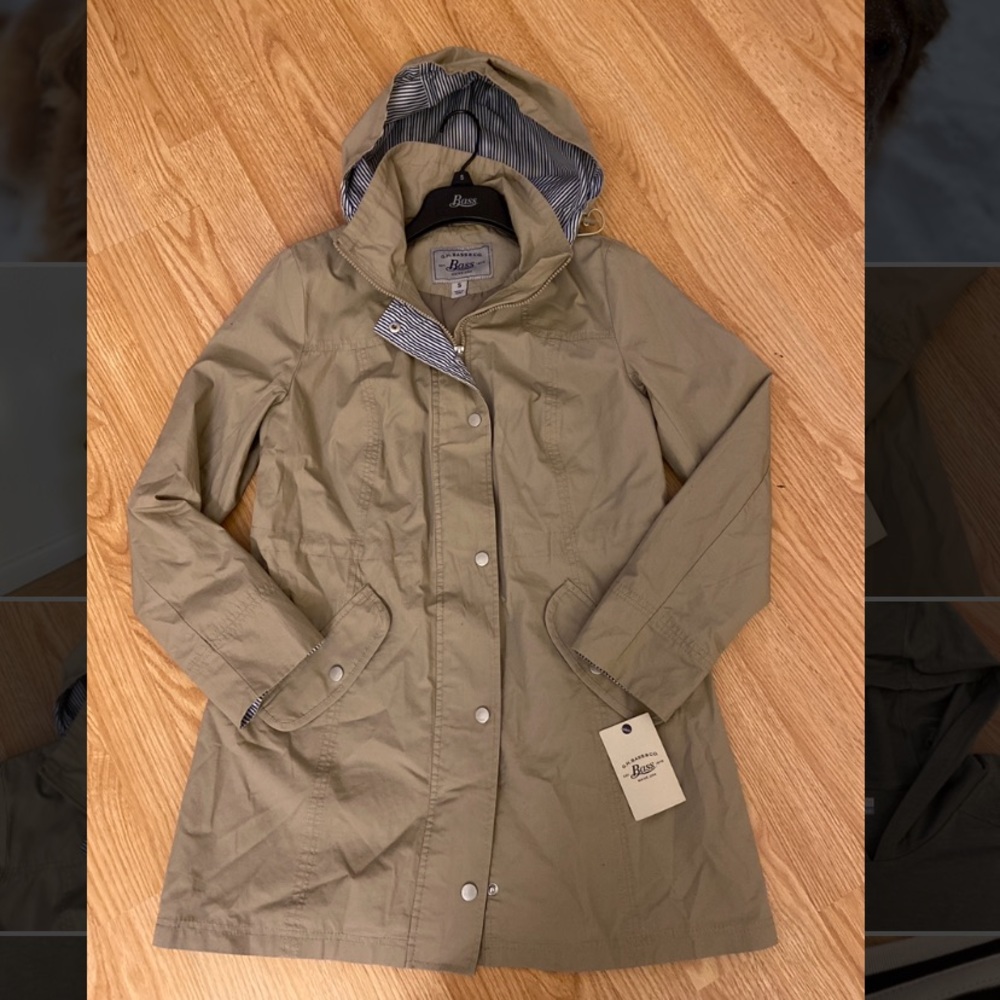 Trench Coat With Hood, Zipper, & Buttons